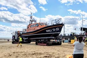 Volunteer crew of the Bridlington RNLI were called to assist a yacht attempting to reach Bridlington Harbour. Image credit: RNLI/David Marsden