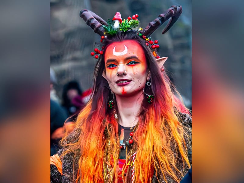 A particularly elaborate and colourful costume!