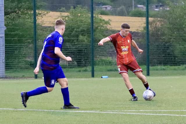 Brid Rovers Reserves fire a shot at the Pandas goal.