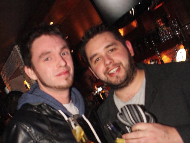 Old school buddies Dave and Dom in Blue Lounge.