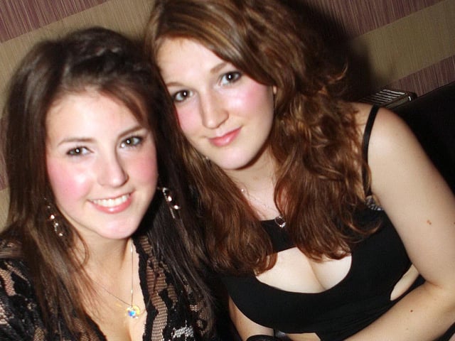 Emma and Lyndsey enjoying their big night out.
