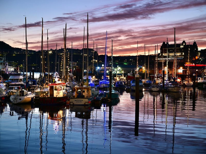 Christmas boats in Scarborough Harbour.