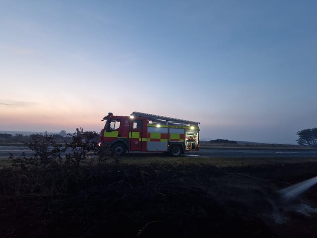 Bentham Fire Station on the way to the fire in the early hours.