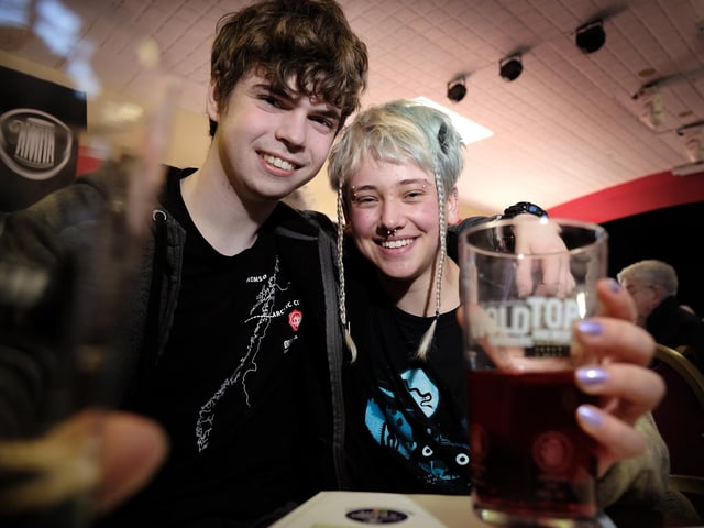 Benjamin and Edith enjoy a pint. picture: Richard Ponter