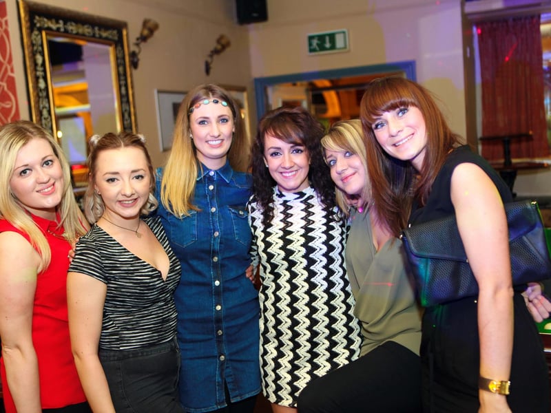 Becca, Lucy, Jade, Jade, Lauren & Sam ready to paint the town red.