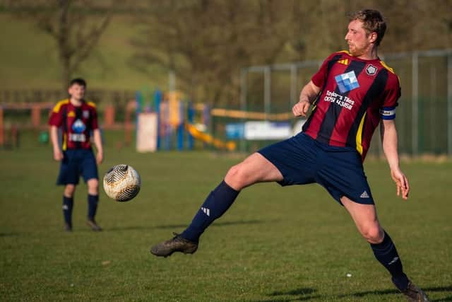 Rob Galtrey put Kirkdale United in front at Beckett League Division 1 leaders West Pier. Photo by Colin Dilcock