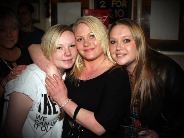 Sisterly love... Amy, Leanne and Carla in Blue Lounge.