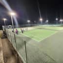 The new floodlights in operation at Scalby Tennis Club