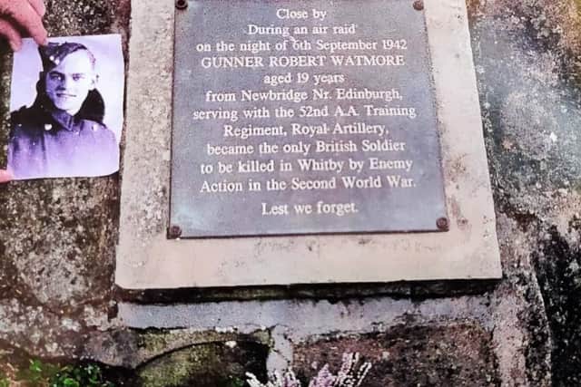 Gunner Robert Watmore's memorial plaque.