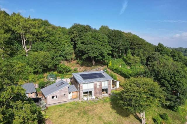 A view of the contemporary eco home for sale in Fylingdales.