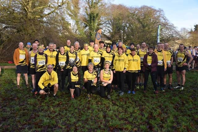 The Bridlington Road Runners team lines up before the East Yorkshire Cross Country League races at Sledmere.
