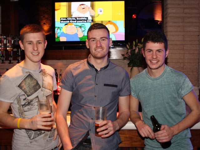 Tom, Deano and Jake on a lad's night out in Blue Lounge.