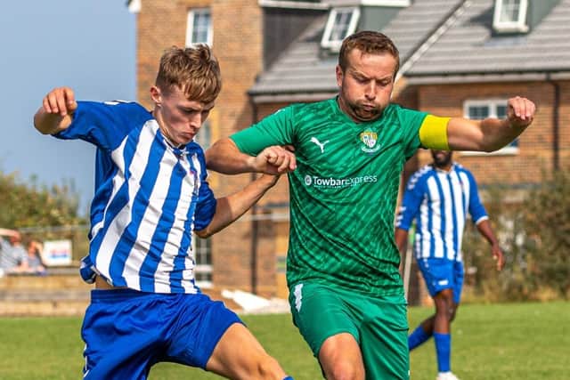 Fishburn Park lose out 1-0 at home to Redcar Town Reserves in the North riding Football League Premier Division. PHOTOS BY BRIAN MURFIELD