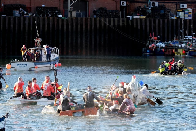 Scarborough Raft Race action.