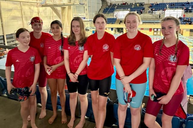 The Scarborough Swimming Club Girls 13-14 and open team freestyle and medley teams.