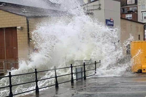 Seawater overtopping West Pier. Courtesy Marcus Whitmore planning studio.