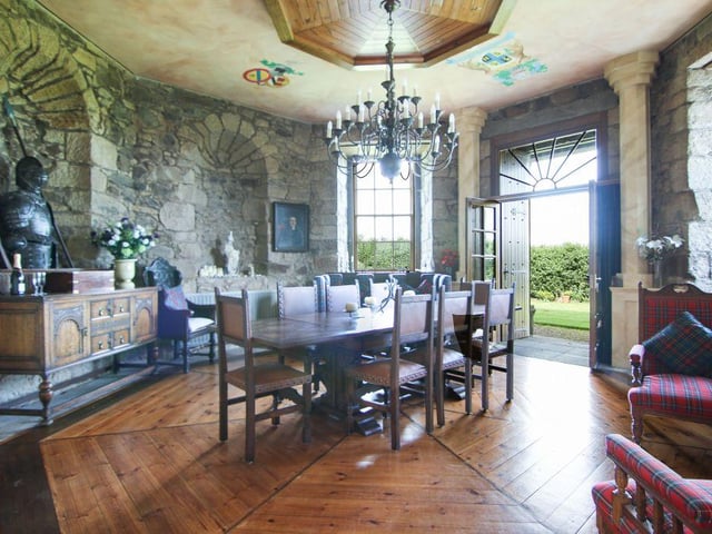 The circular stone temple dates from 1759 and is arranged over two floors, with the dining and sitting area on the ground floor, and bedroom and en-suite shower room above.