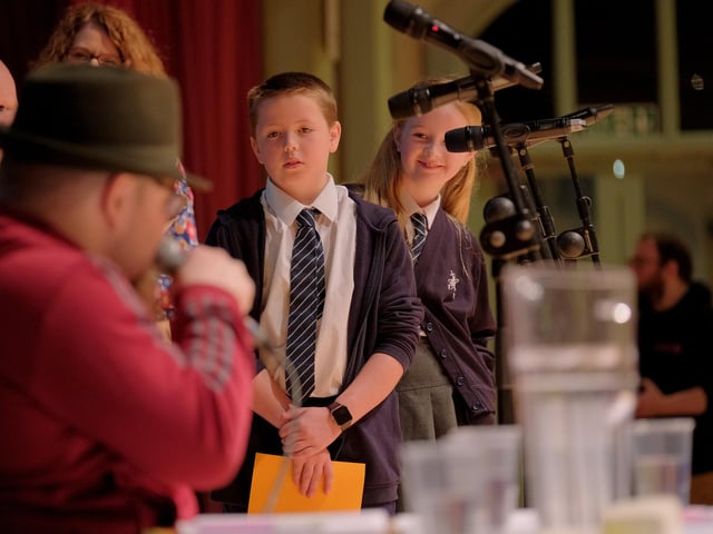 Charles talks to St Martins School pupils.