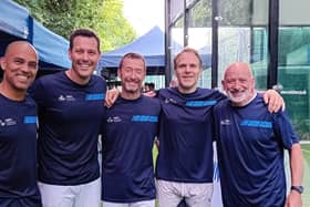 The Yorkshire padel team with Jonathan Smail (centre) and John Fuller (far right).