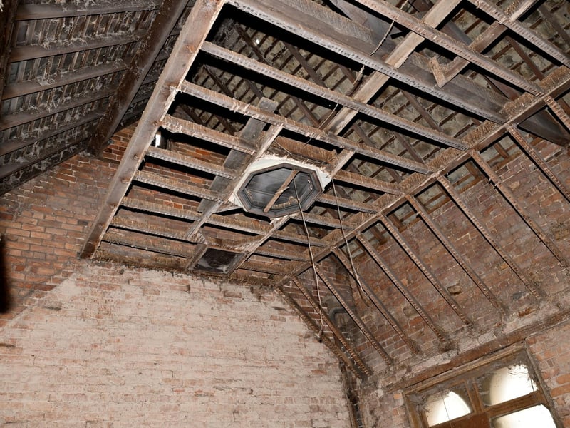 Looking up towards the ceiling