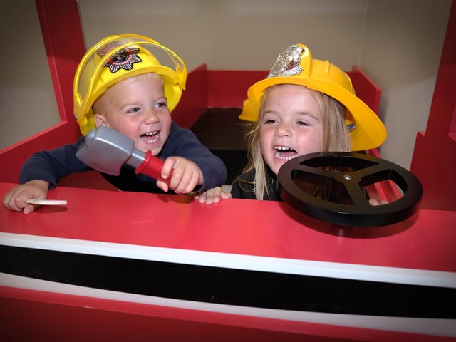 The firefighters arrive to save the day!
