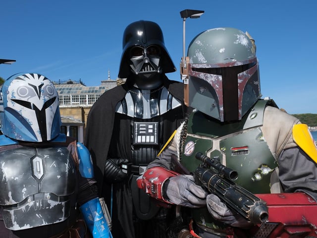 Darth Vader arrives with Bounty Hunters.