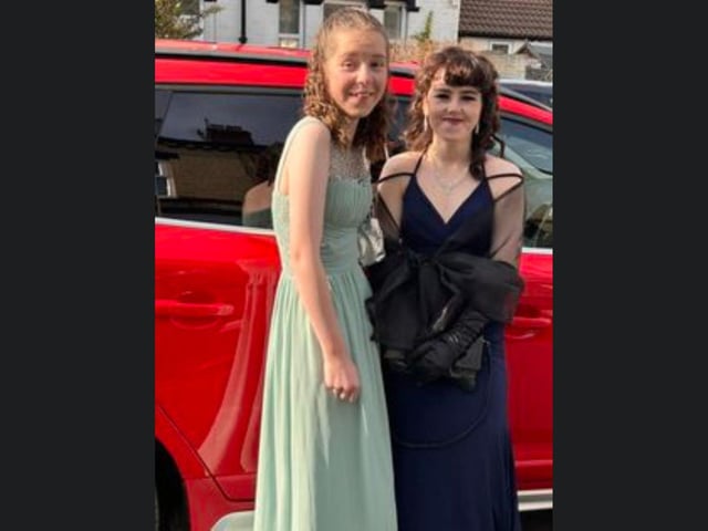 Jessica Richardson and her friend Olivia at Bridlington School prom.