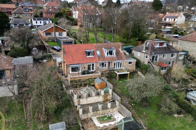 An overview of the Sleights property with landscaped garden.