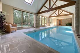 This stunning heated indoor pool with shower forms part of the property for sale in Scalby.