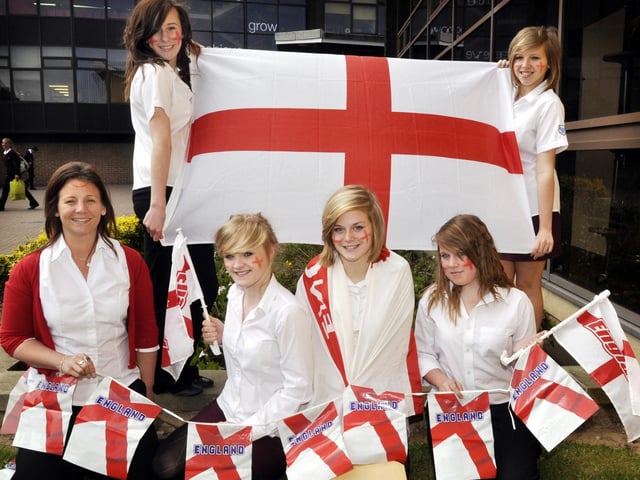 Students at Graham School who are campaigning to get St Georges Day made a Bank Holiday, front (from left): teacher Nicola Hutton, Jess Thurlow, Lucy Sayers and Hannah Smith. Back (from left) Anna Thornton and Ashleigh Thorpe.101905a