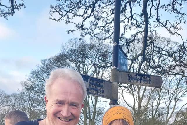 Mike Padgham and Avril Metcalfe celebrate their landmarks at Sewerby.