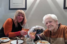 Eileen Rushton pictured on her 90th birthday with daughter Emma.