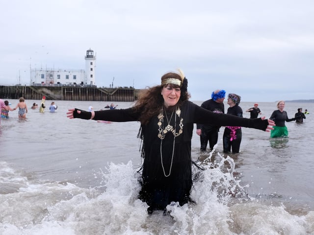 Mayor Janet Jefferson taking a dip