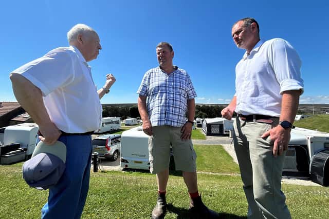 Pictured are Cllr Carl Les, Andrew Butterfield and Matt Robinson. Image courtesy of North Yorkshire Council.