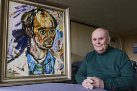 Sir Alan Ayckbourn with a previously unseen portrait painted by John Bratby in the mid 1970s. The painting can be seen at Scarborough Art Gallery from April 4 as part of the exhibition Who am I ?