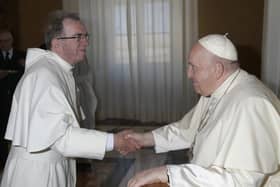 Father Martin Gosling, one of Muston's Norbertine Canons, meets Pope Francis.