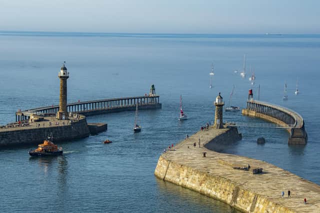 Whitby fire crews came to the aid of the hapless angler