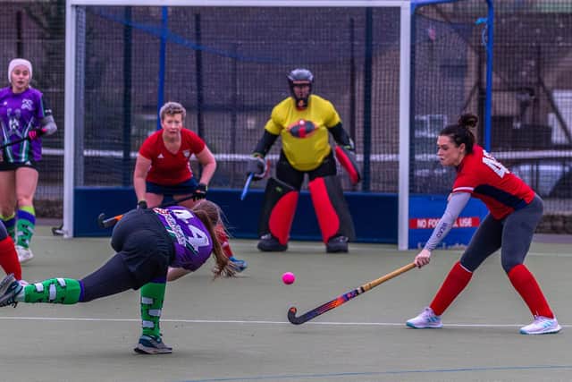 Alice Hogarth fires at the Whitley Bay & Tynemouth goal.
