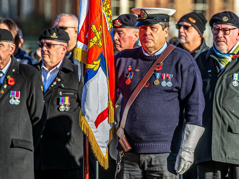 Veterans pay their respects.