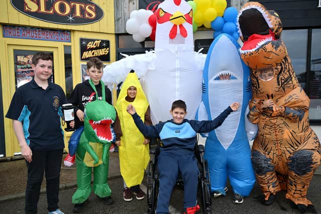 Archie with his friends at Ruby's Cafe after the walk