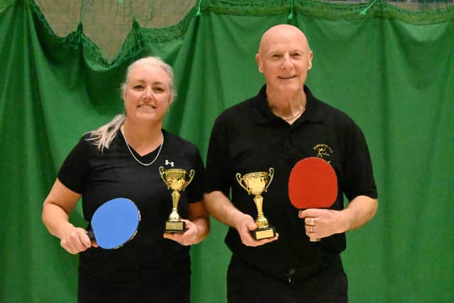 Amanda Coatsworth and Paul Wilkinson, finalists in the Division One Singles tournament.Photo by Tony Wigley