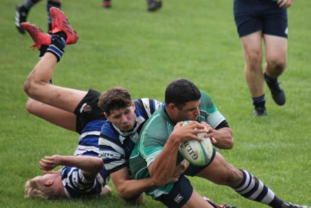 Martin Scott goes over for a try for Pocklington Panthers in their loss at home against Driffield Centenarians. PHOTO BY PHIL GILBANK