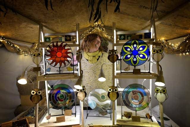 Whitby Christmas stalls - Janet Fraser with her stained glass stall. 
picture: Richard Ponter