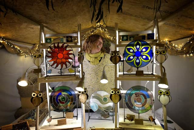 Whitby Christmas stalls - Janet Fraser with her stained glass stall.
picture: Richard Ponter