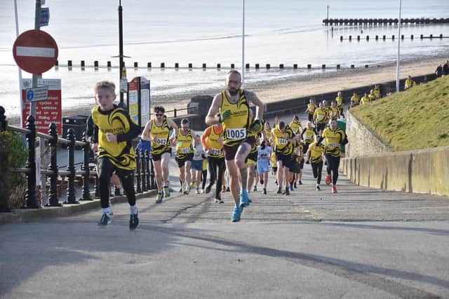 Phill Taylor races away from the start-line at the Stuart Spooner Anniversary Three Mile.