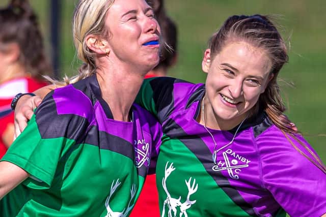 The Danby Hockey Club scorer Chloe Orrell (left) with Alice Hogarth