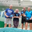 Pickleball players, from left, Steve Mitchell, Jo Robinson, Keith Kynman, Paul Robinson and Juan Carlos Lino.