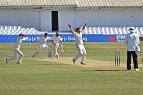 Scarborough's Archie Hammond leads an unsuccessful appeal.