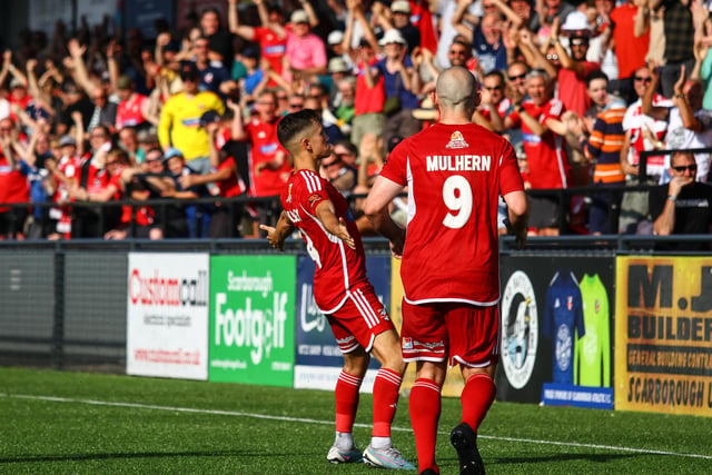 Lewis Maloney celebrates his stunning goal with the Boro fans.
