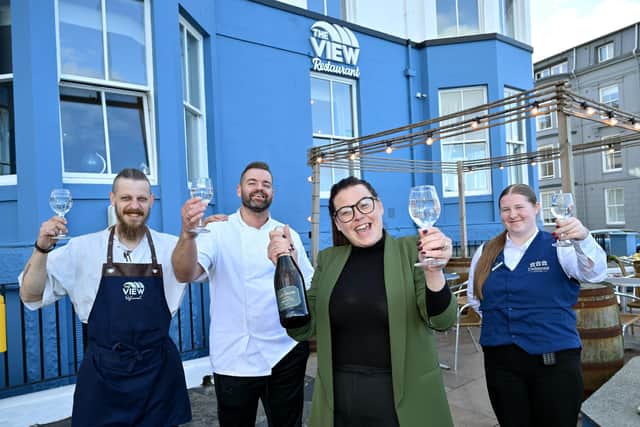 From left, sous chef Matt Bennett, head chef Chris Hobson, owner Tyfanwy Scott and shift supervisor Keira Hicks
